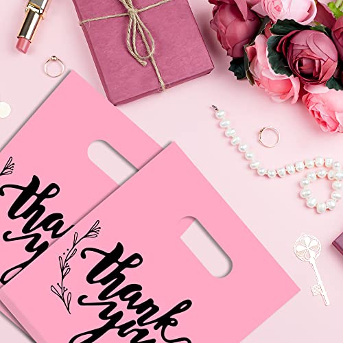 KEEPARTY 100 PCS Small Thank You Merchandise Bags Plastic Goodie Bags Party Favor Bags for Birthday Party Baby Shower Wedding Merchandise Gifts Trade Shows (Pink) - Image 5