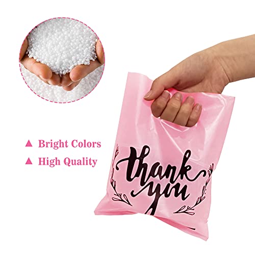 KEEPARTY 100 PCS Small Thank You Merchandise Bags Plastic Goodie Bags Party Favor Bags for Birthday Party Baby Shower Wedding Merchandise Gifts Trade Shows (Pink) - Image 3