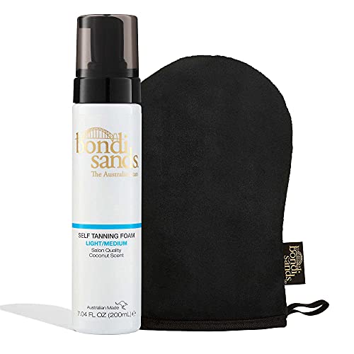 Bondi Sands LightMedium Self Tanning Foam  Application Mitt  Includes Lightweight Sunless Foam  Reusable Mitt for a Flawless Finish 30 Value