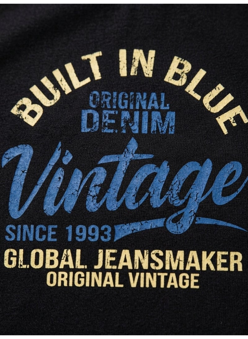 Blend Men's Cotton Crew Neck Short Sleeve T-Shirt with "Built In Blue Vintage" Graphic - Image 4