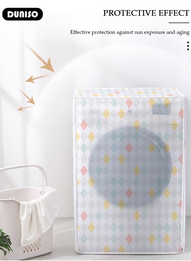 DUNISO - Washing Machine Cover, Full-automatic Roller Washing Machine Cover with Zipper, Waterproof Sunscreen and Dustproof Protection Cover for Most Front Load Washer and Dryer - Image 1