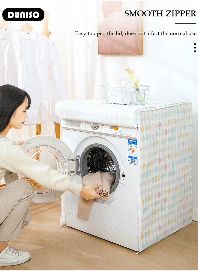 DUNISO - Washing Machine Cover, Full-automatic Roller Washing Machine Cover with Zipper, Waterproof Sunscreen and Dustproof Protection Cover for Most Front Load Washer and Dryer - Image 1