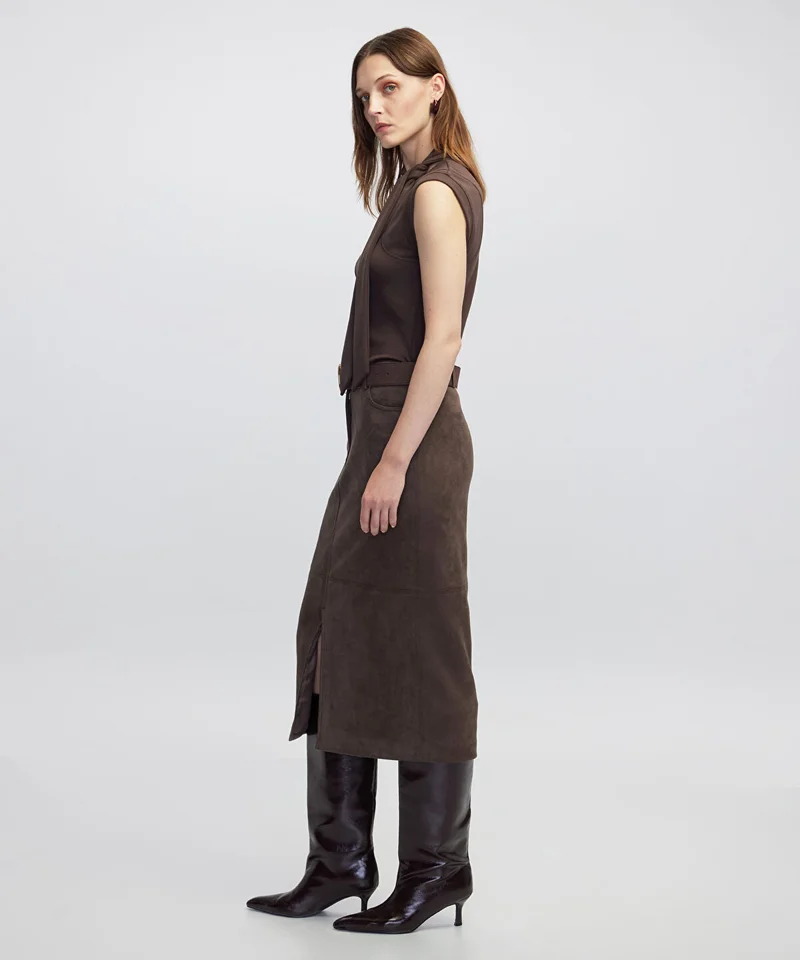 Ipekyol  Suede-Effect Midi Skirt for Women | Best Price UAE