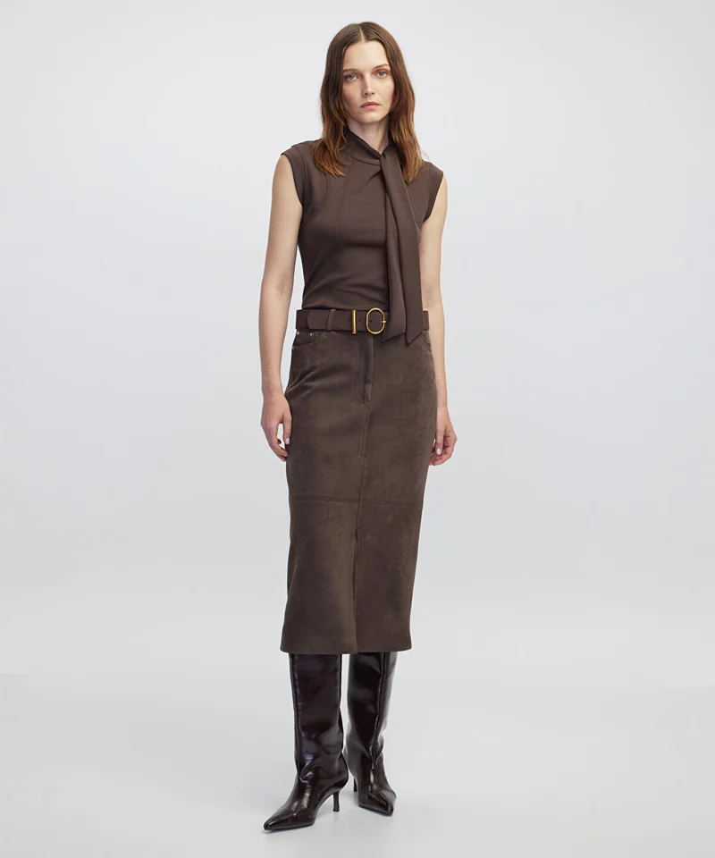 ابيكول Suede-Effect Midi Skirt