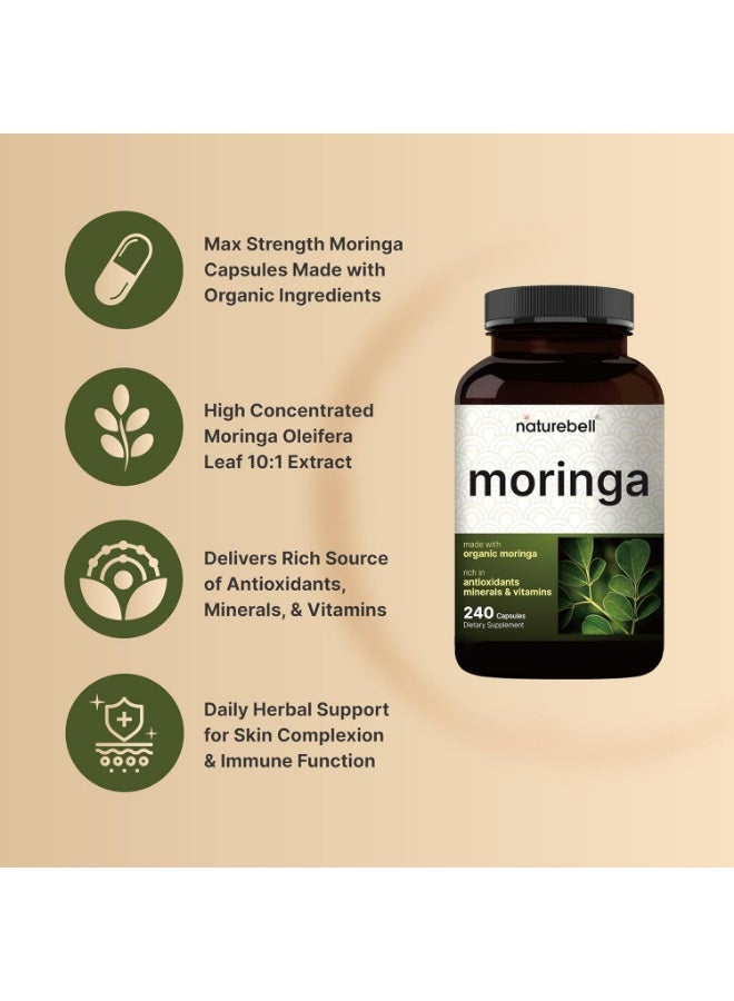 NatureBell Pure Moringa Capsules 8,000mg Per Serving | Made with Moringa Powder Organic, 240 Capsules – Green Superfood, Skin Health, & Immune Support – Non-GMO, Gluten Free, 4 Month Supply - Image 3