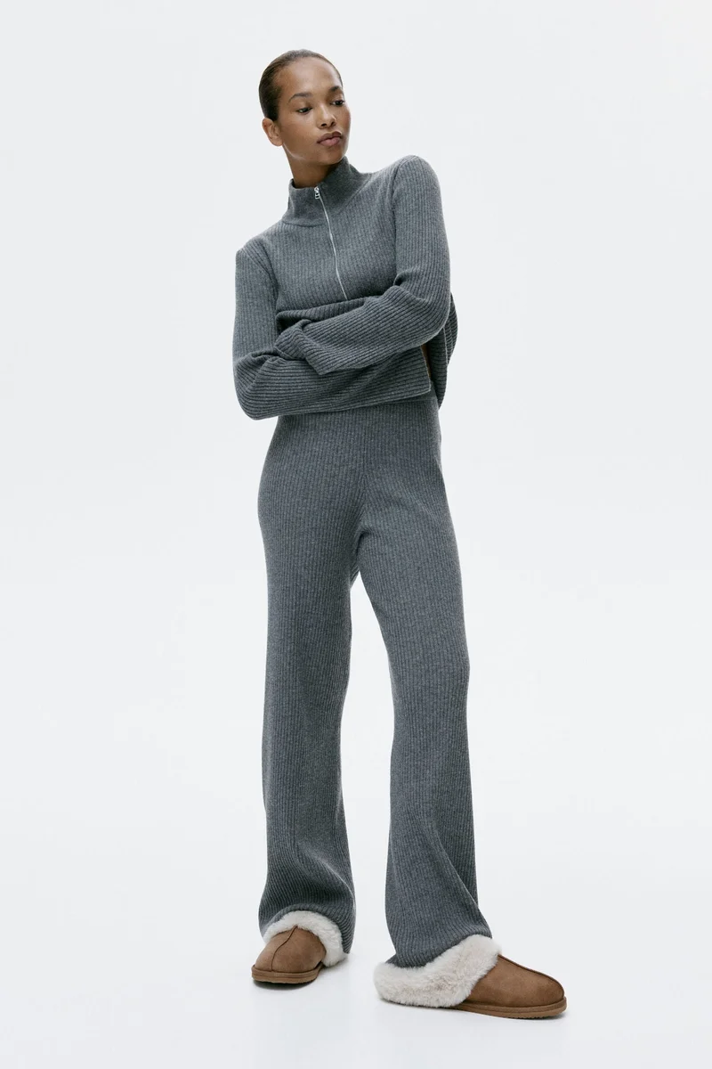 H&M Wide rib-knit trousers