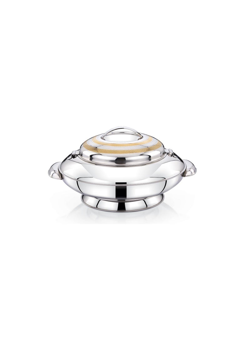 Homemaker Yaris Hotpot 1500ml Capacity - Unique Locking Lid - High Quality Stainless Steel - Gold Etching & Silver - Image 1