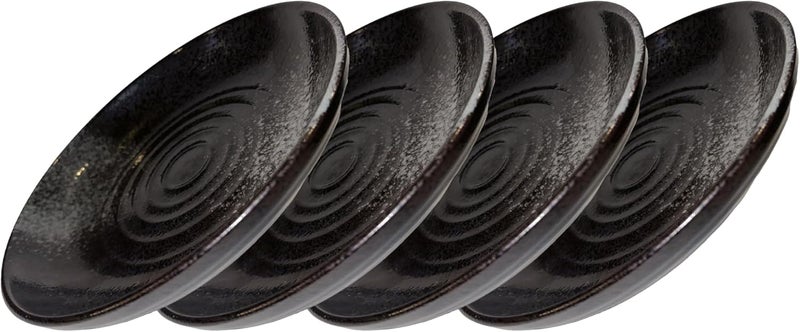 Zena 9 Stylish Japanese Swirl Plate Set of 4 Black  Great for serving Brrakfast Lunch Dinner  Kitchen Set  Home - Image 1