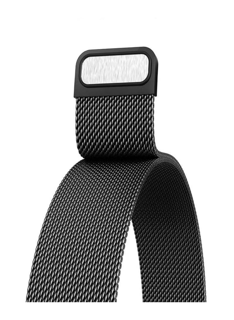 سوار ساعة أبل فاخر مقاس 46 مم بحلقة مغناطيسية ميلانو | سوار شبكي معدني من الفولاذ المقاوم للصدأ | أسود - Image 3