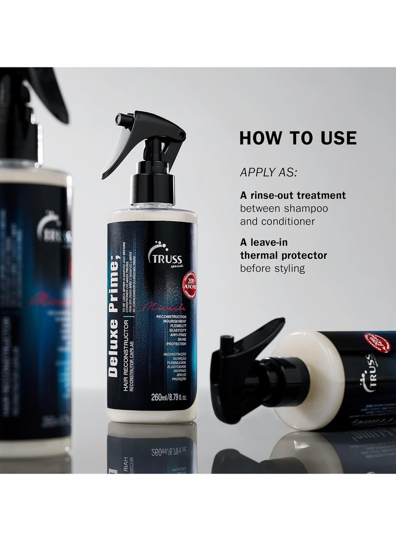 تروس علاج الشعر تروس ديلوكس برايم | معزز بالبروتين ومضاد للتجعد و| بخاخ الشعر الذي لا يُشطف|واقي الحرارة للشعر|يعيد الشعر ويفك تشابكه ويضيف لمعانًا|مثالي لجميع أنواع الشعر| 260 مل/8.79 أونصة سائلة - Image 4