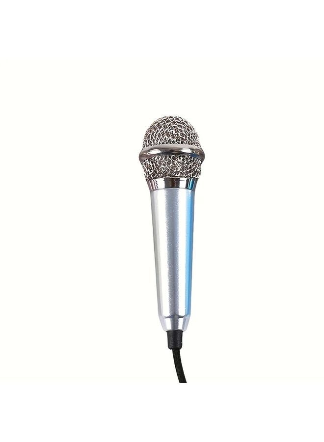Silvery Mini Microphone 3 5mm Jack For Recording Karaoke Gaming Streaming Phones Computers - Image 1