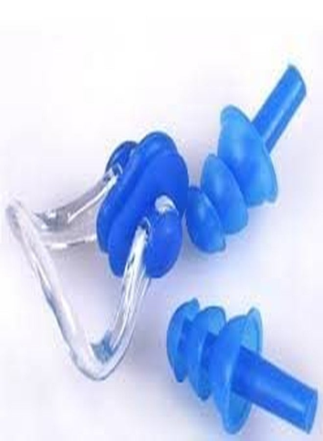 RAKSO Swimming Kit Nose and Ear Protector Water Protector Nose Clip and Ear Clip for Swimmer, Adults and Children Swimming Ear Plugs for Swimming (Blue) - Image 1