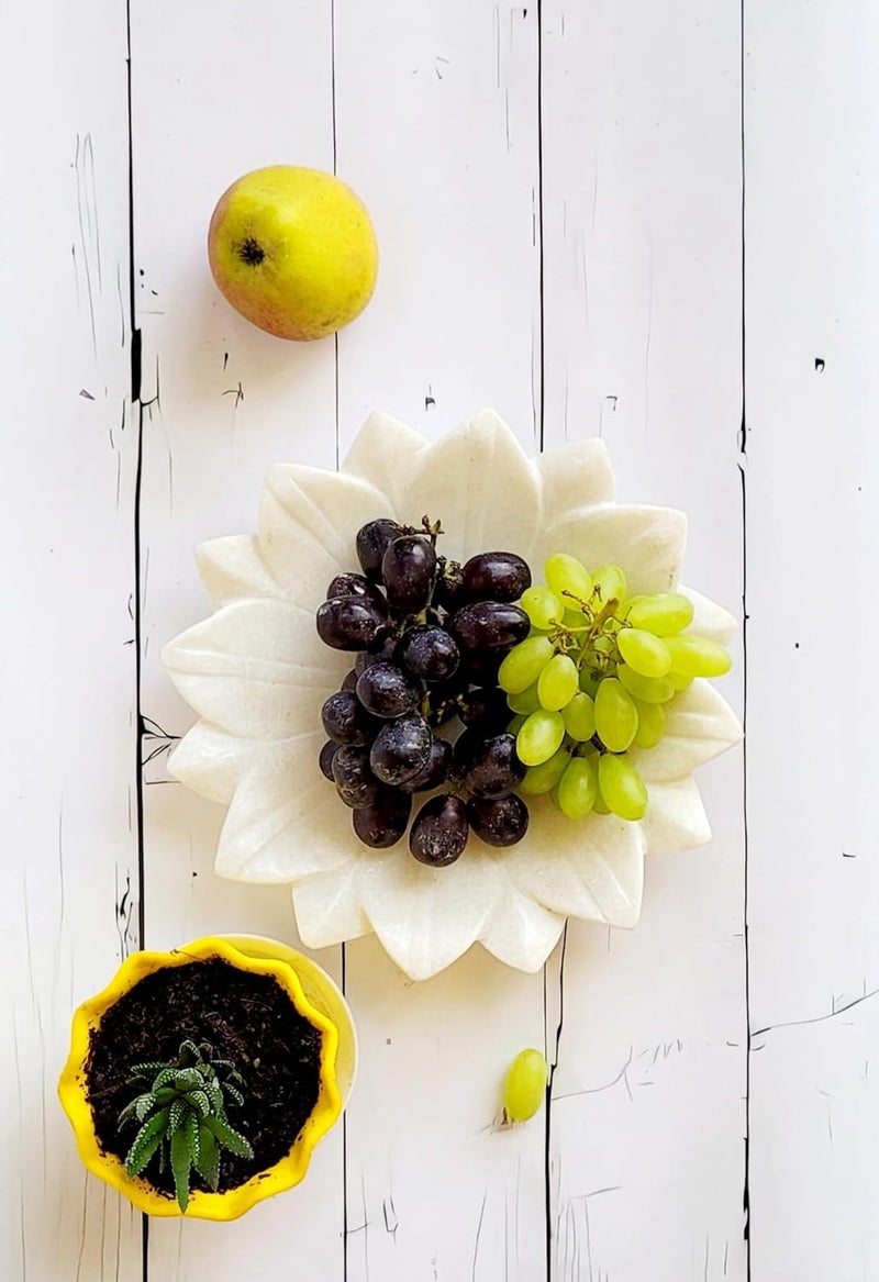 RM 8inch White Marble Stone Flower Serving Board Serving Platter Marble Serving Platter Marble Cheese Platter Marble Tray Marble Leaf Tray - Image 3
