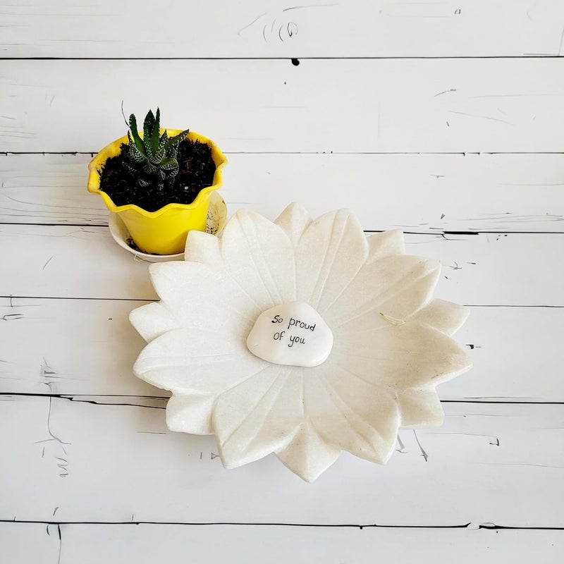 RM 8inch White Marble Stone Flower Serving Board Serving Platter Marble Serving Platter Marble Cheese Platter Marble Tray Marble Leaf Tray - Image 4