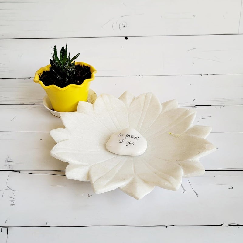 RM 8inch White Marble Stone Flower Serving Board Serving Platter Marble Serving Platter Marble Cheese Platter Marble Tray Marble Leaf Tray - Image 5