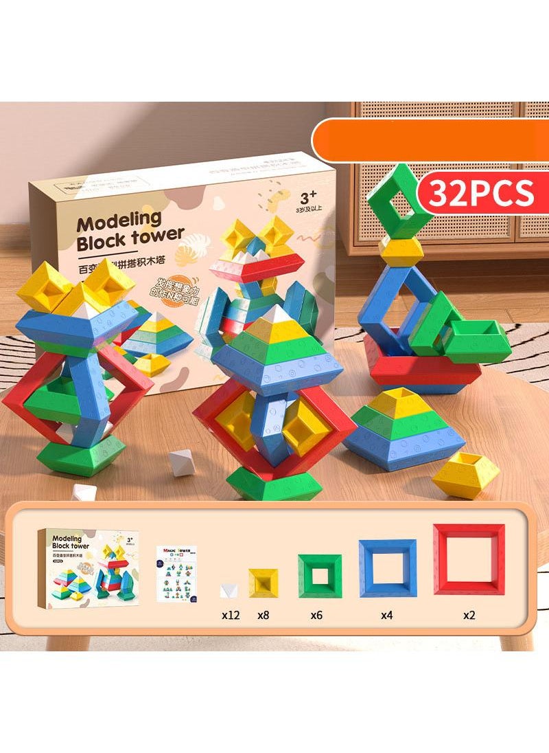 Y&D - Varied Pyramid Large Particle Building Blocks Puzzle Assembled Stacking Toys-32PCS - Image 1