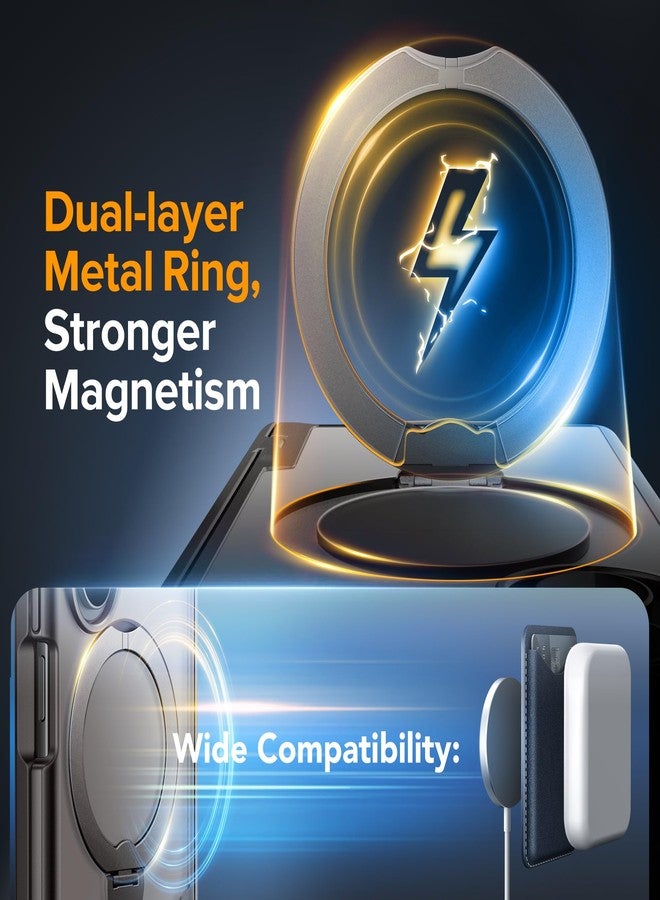 موبوسي حامل حلقي دوار من موبوسي لجراب Z Fold 7 مع واقي شاشة للخصوصية، متوافق مع ماج سيف، حماية من الدرجة العسكرية بارتفاع 18 قدمًا، جراب مغناطيسي نحيف مقاوم للصدمات لهاتف سامسونج جالاكسي Z Fold 7، رمادي - Image 4
