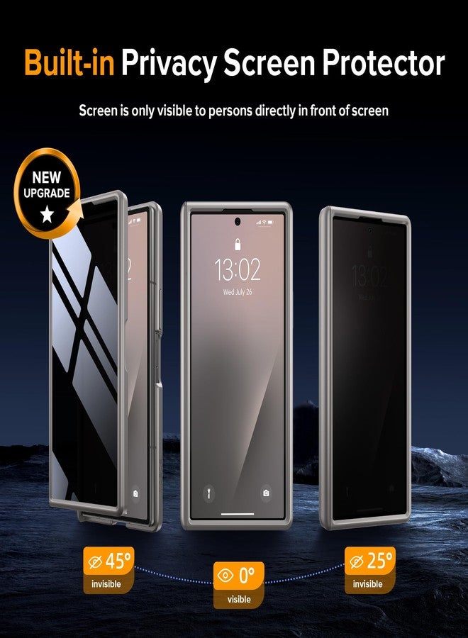موبوسي حامل حلقي دوار من موبوسي لجراب Z Fold 7 مع واقي شاشة للخصوصية، متوافق مع ماج سيف، حماية من الدرجة العسكرية بارتفاع 18 قدمًا، جراب مغناطيسي نحيف مقاوم للصدمات لهاتف سامسونج جالاكسي Z Fold 7، رمادي - Image 3