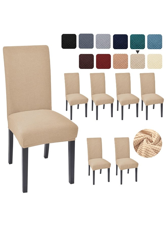 Aertiavty Chair Covers for Dining Room 6 Pack Chair Seat Cover for Dining Room Kitchen, Parsons Chair Covers Dining Chair Slipcover, Light Khaki - Image 1