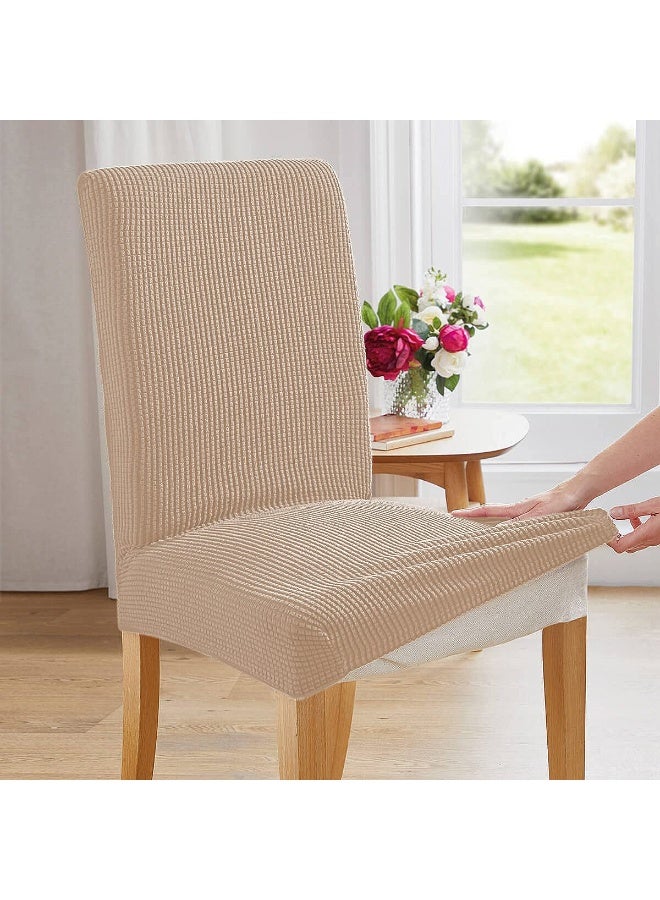 Aertiavty Chair Covers for Dining Room 6 Pack Chair Seat Cover for Dining Room Kitchen, Parsons Chair Covers Dining Chair Slipcover, Light Khaki - Image 4
