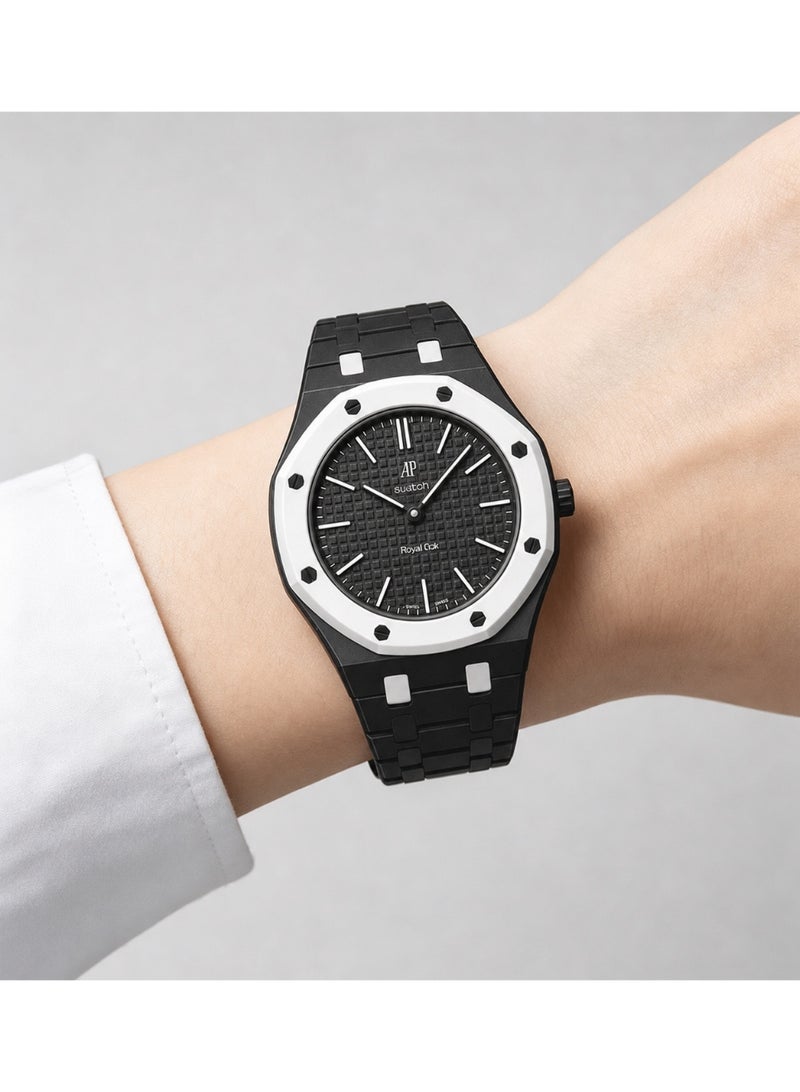 حزام ساعة سيراميك متوافق مع ساعة AP x Swatch Royal Pop – حزام بديل مقاوم للماء بتصميم تاج عند موضع الساعة 12 - Image 2