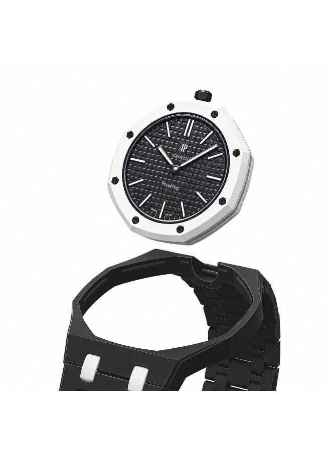 حزام ساعة سيراميك متوافق مع ساعة AP x Swatch Royal Pop – حزام بديل مقاوم للماء بتصميم تاج عند موضع الساعة 12 - Image 3