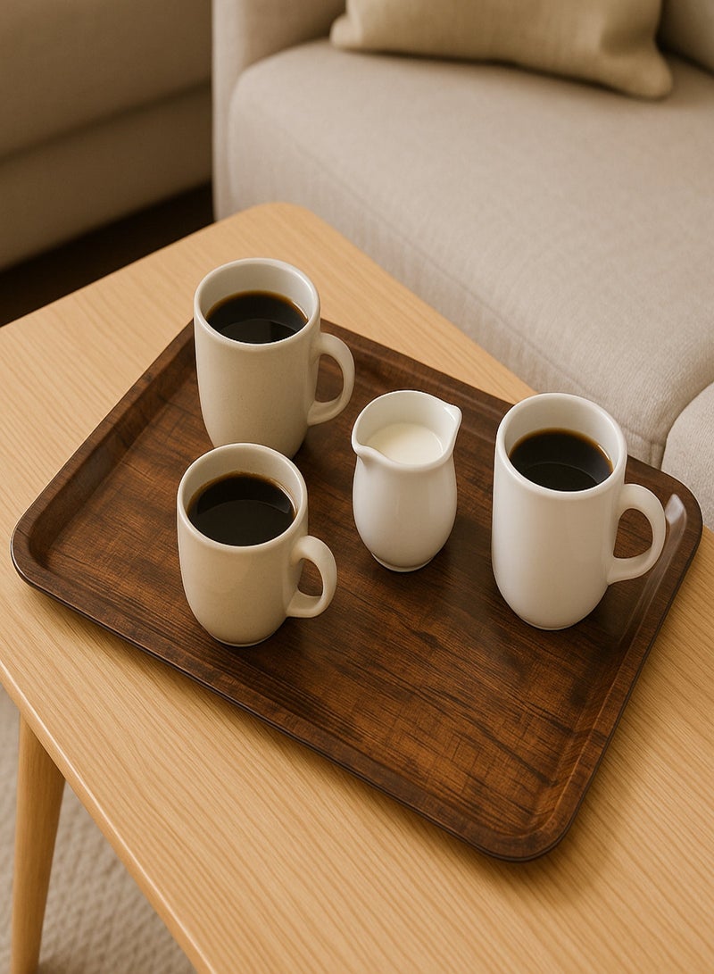 BASURRAH Rectangular Serving Tray with Elegant Wooden Design – Perfect for Serving Tea, Coffee, and Desserts at Home and Special Occasions - Image 1