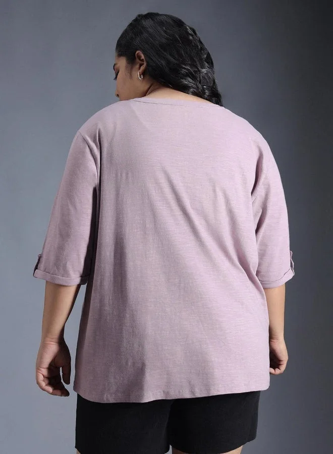 HIGH STAR sea fog Women's Mauve Regular Fit T-shirt - Stylish and Versatile for Women | Best Price UAE