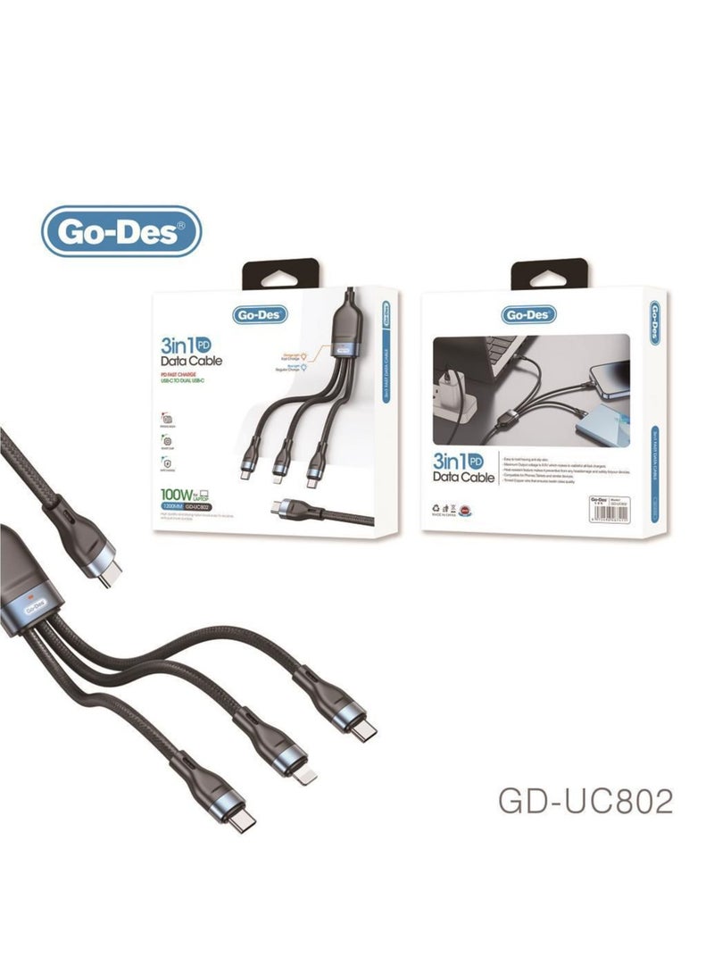 جو-ديز جو-ديس - كابل سريع 3 في 1 PD (GD-UC802) - Image 2