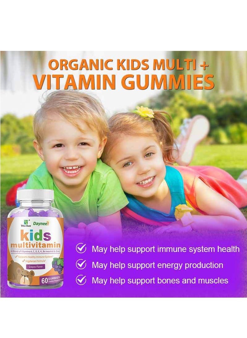 Winstown Organic Natural Multivitamin Gummies Helps Your Child's Immune System Health Helps Support Energy Production Bone Muscles 60 Tablets  - Image 2