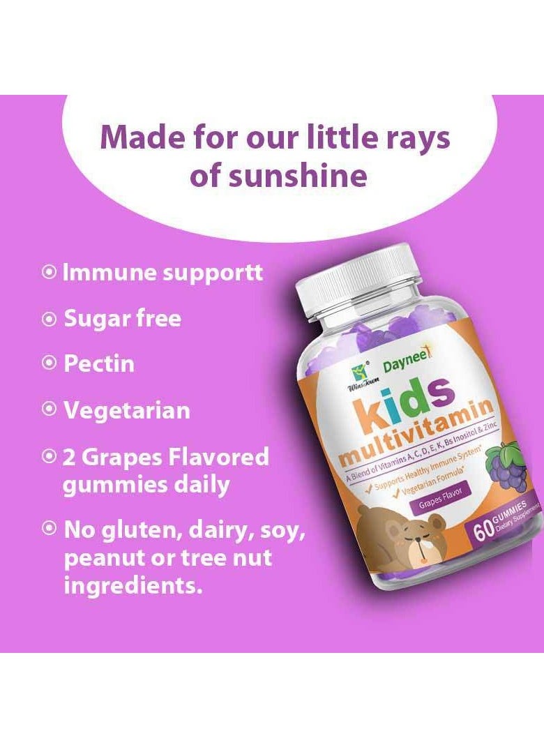 Winstown Organic Natural Multivitamin Gummies Helps Your Child's Immune System Health Helps Support Energy Production Bone Muscles 60 Tablets  - Image 3