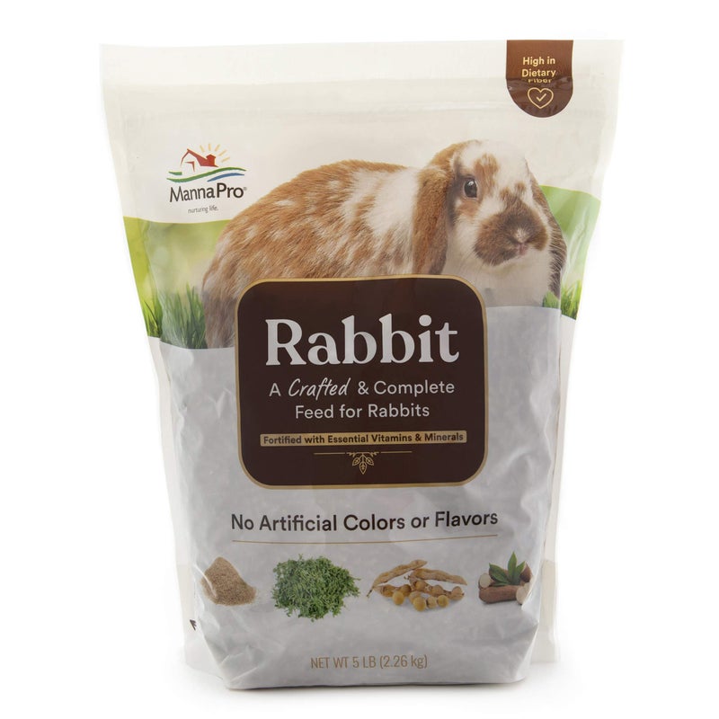 Manna Pro Rabbit Food with Vitamins and Minerals, Complete Feed for Rabbits, Supports Healthy Growth and Digestion, No Artificial Colors or Flavors, 5 lb - Image 1