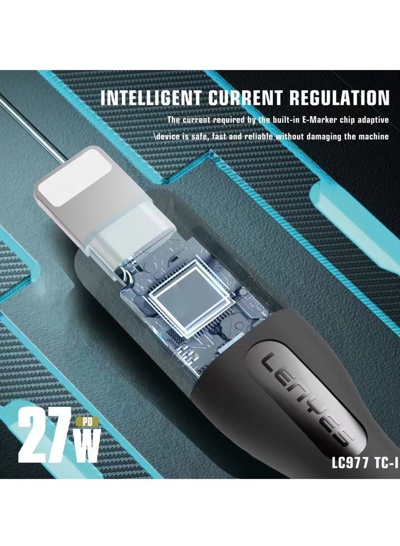 Lenyes Super Charger Data Cable  Transparent Type C to Iphones, 1meter - Image 1