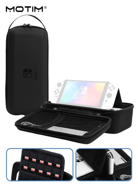 Switch Carrying Case Compatible with Nintendo Switch/OLED Model, Travel Portable Switch Storage Bag Fit for Joy-Con and Adapter, Shockproof Waterproof Hard Shell Protective Pouch