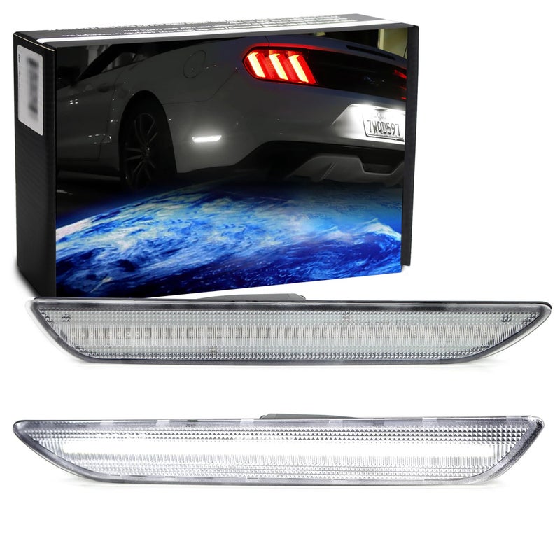 iJDMTOY SemiClear Lens Xenon White Full LED Rear Side Marker Light Kit Compatible With Ford 20152023 Mustang Powered by 48SMD LED Replace OEM Back Red Sidemarker Lamps - Image 2