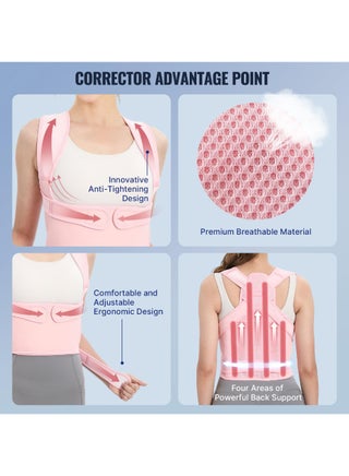 Back Brace Posture Corrector for Women Shoulder Straightener Adjustable Full Back Support Upper and Lower Back Pain Relief - Scoliosis Hunchback Hump Thoracic Spine Corrector PinK - view 5