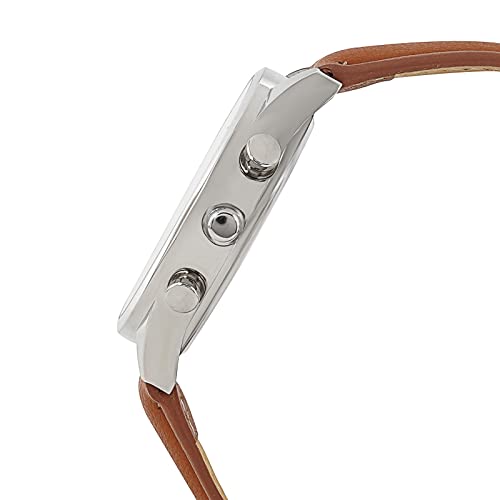 Joker & Witch Men Analogue Black Band Rover 42mm White Dial 20mm Tan Faux Leather Strap Watch - Image 5