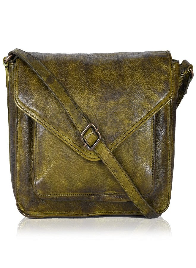 Ozora Leather Flapover Crossbody Handbag Purse for Women with Adjustable Strap & Overflap Snap Closure Tote/Bag (Green Wash) - Image 1