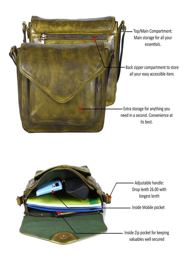 Ozora Leather Flapover Crossbody Handbag Purse for Women with Adjustable Strap & Overflap Snap Closure Tote/Bag (Green Wash) - Image 3