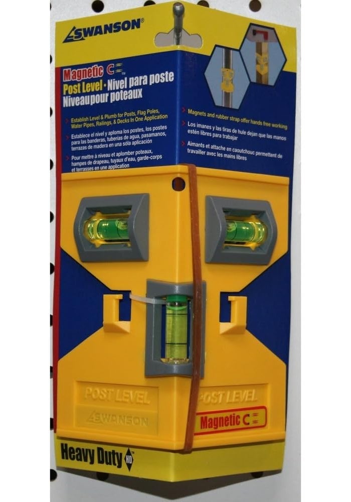 Swanson Tool Co. , Inc Swanson Tool Co. PL001M Magnetic Post Level - Yellow with Elastic Loop for Hands-Free Work - Image 5