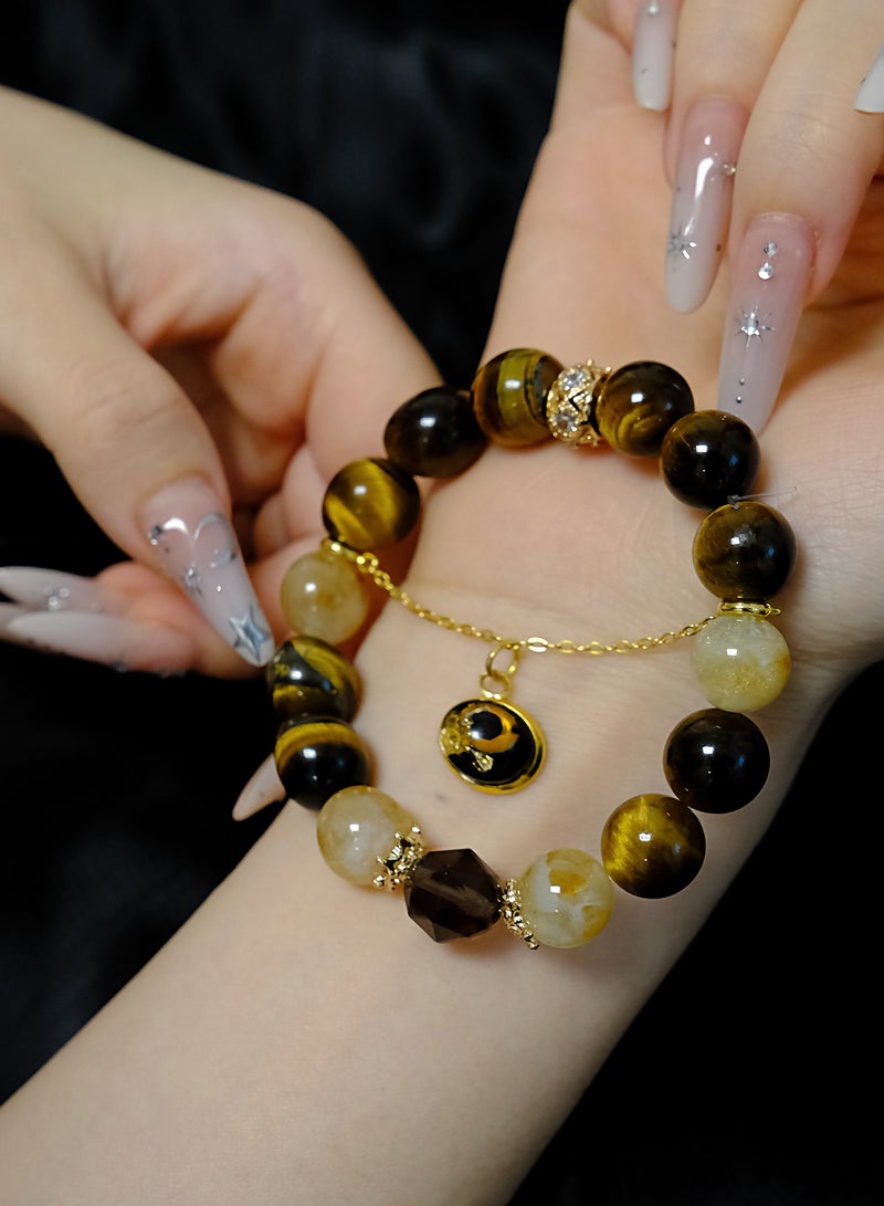 ALIENDL NFC Smart Bracelet Tiger Eye Stone, Natural Beaded Bracelet for Men Women, Interactive Jewelry with Tap Function, Energy Protection Gift Bracelet - Image 2
