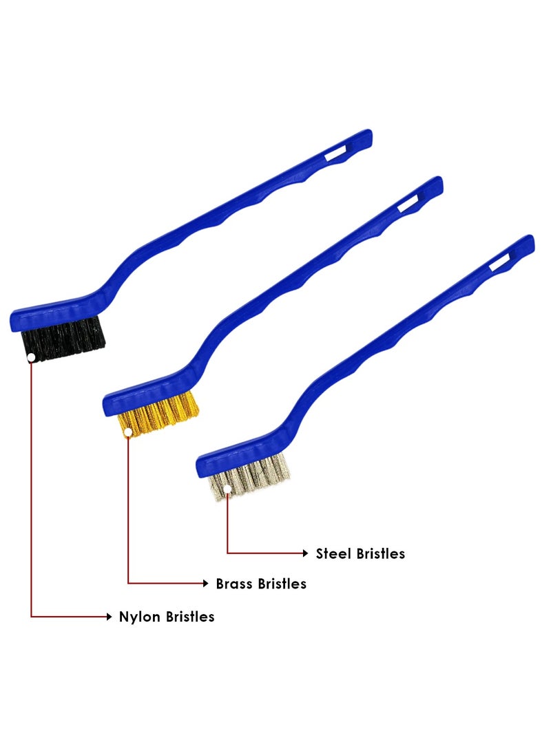 MOB Car Cleaning Brush 3 Pcs Nylon/Steel/Brass Bristles Brush Set Interior Exterior Cleaning Brush Car Washing Brush 17 cm X 2.5 cm - Image 2