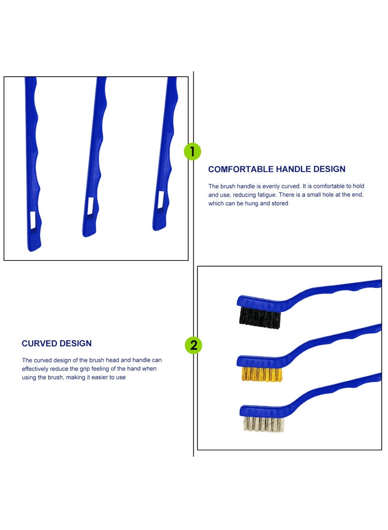 MOB Car Cleaning Brush 3 Pcs Nylon/Steel/Brass Bristles Brush Set Interior Exterior Cleaning Brush Car Washing Brush 17 cm X 2.5 cm - Image 4