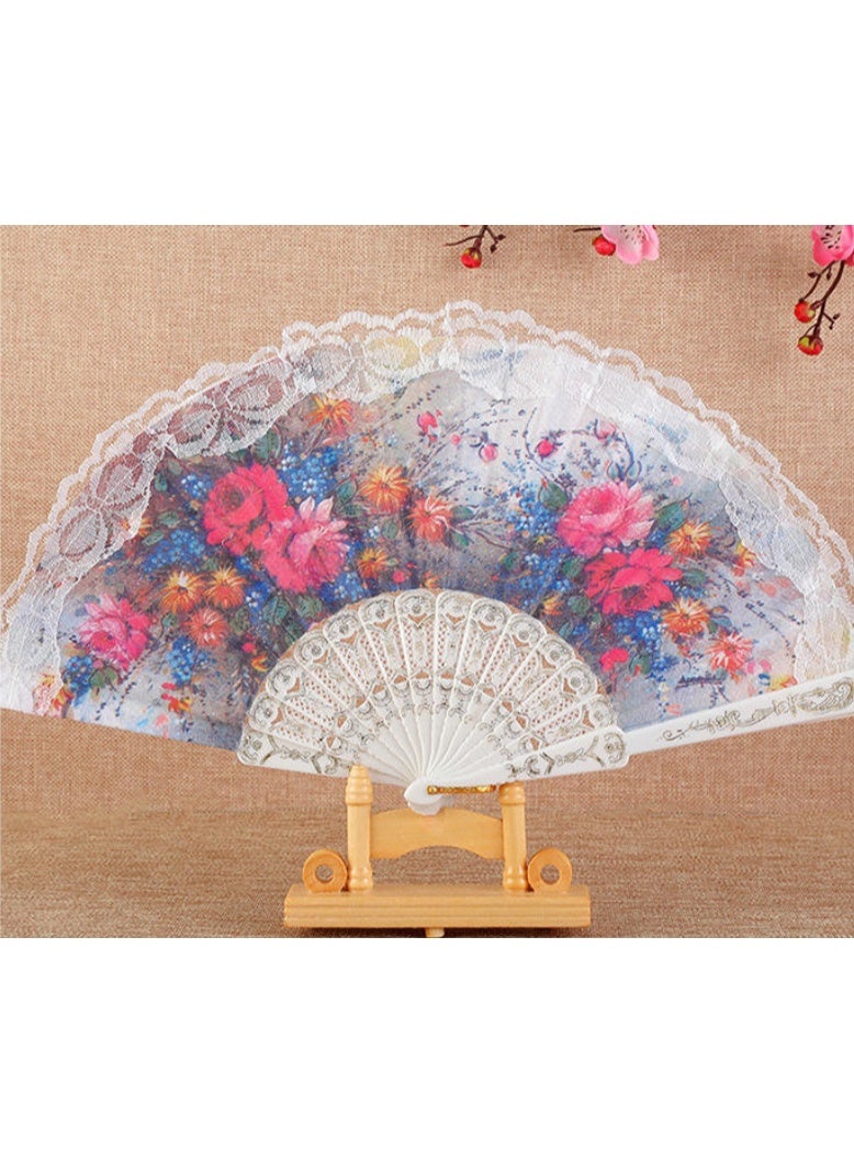 Foldable paper hand fan for women to decorate weddings, summer dance parties and parties, multi-shaped (white) - Image 5