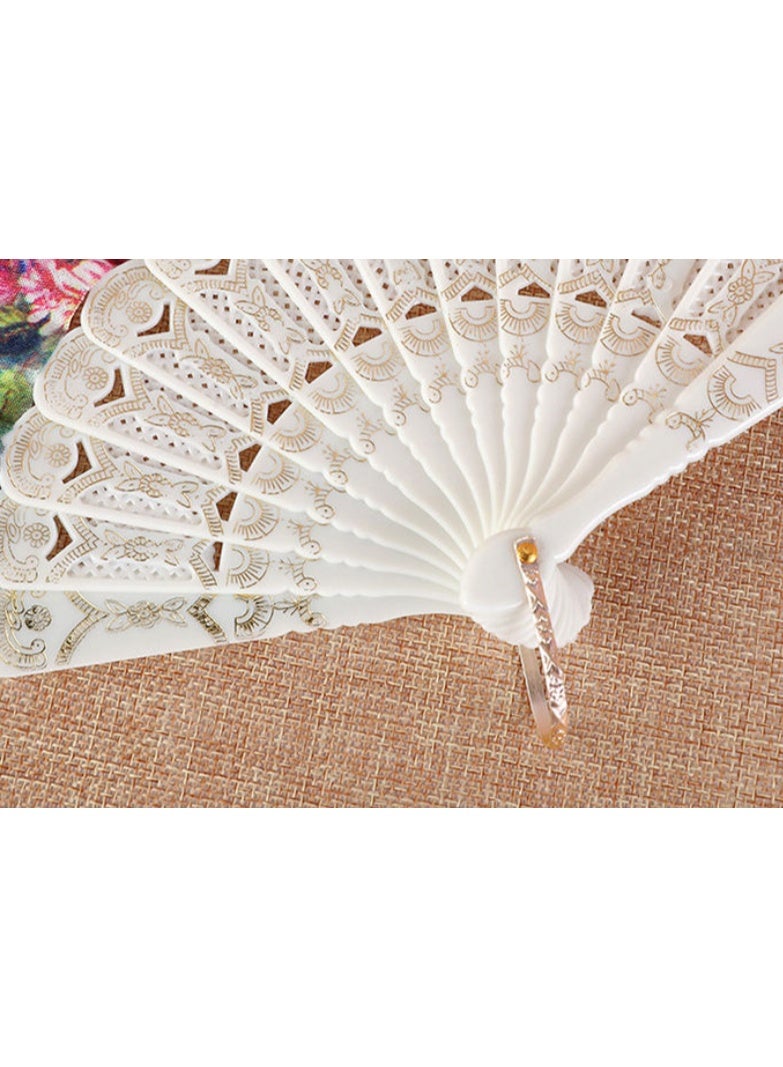 Foldable paper hand fan for women to decorate weddings, summer dance parties and parties, multi-shaped (white) - Image 3