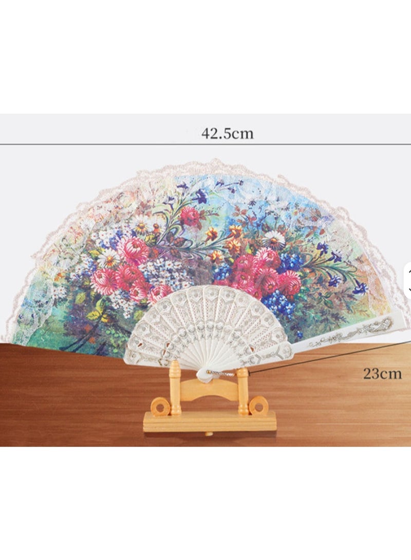 Foldable paper hand fan for women to decorate weddings, summer dance parties and parties, multi-shaped (white) - Image 1