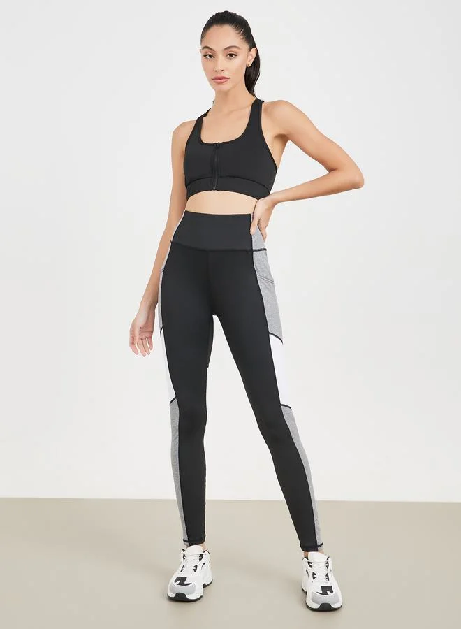 Styli Colorblock Side Detail Full Length Active Leggings