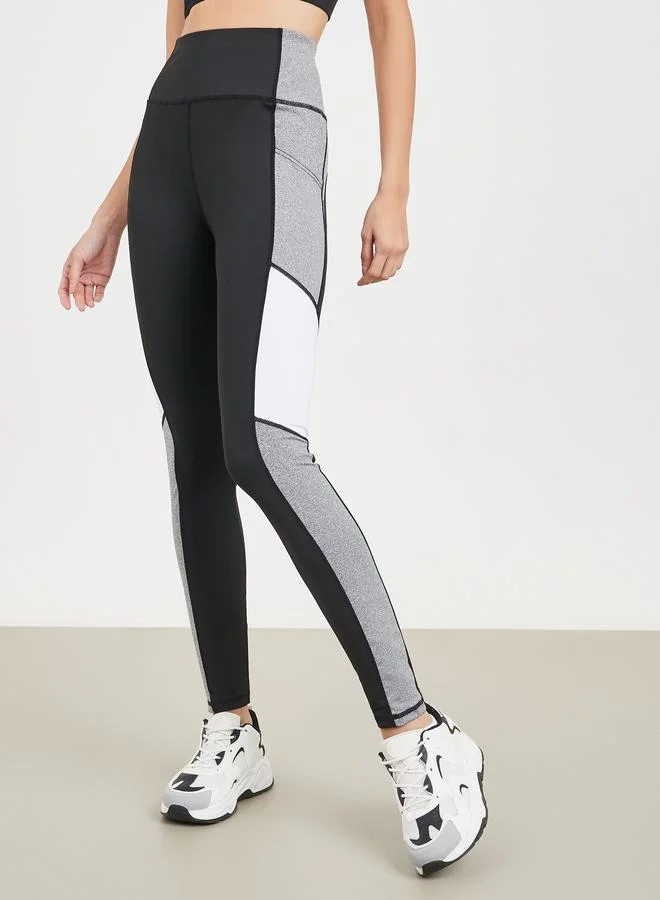 Styli Colorblock Side Detail Full Length Active Leggings