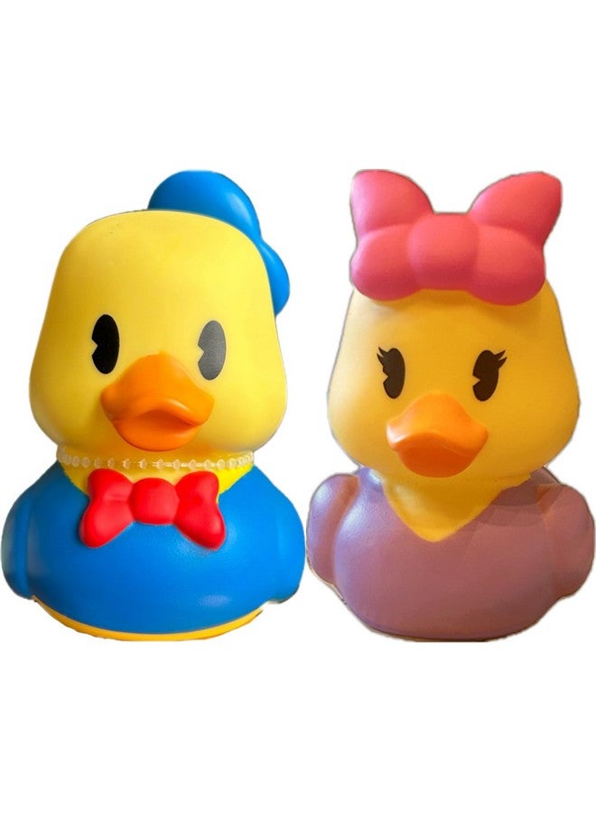 Just Play Rubber Ducks Collection, Donald The Duck and Daisy, 3" Bath Toys - Image 1