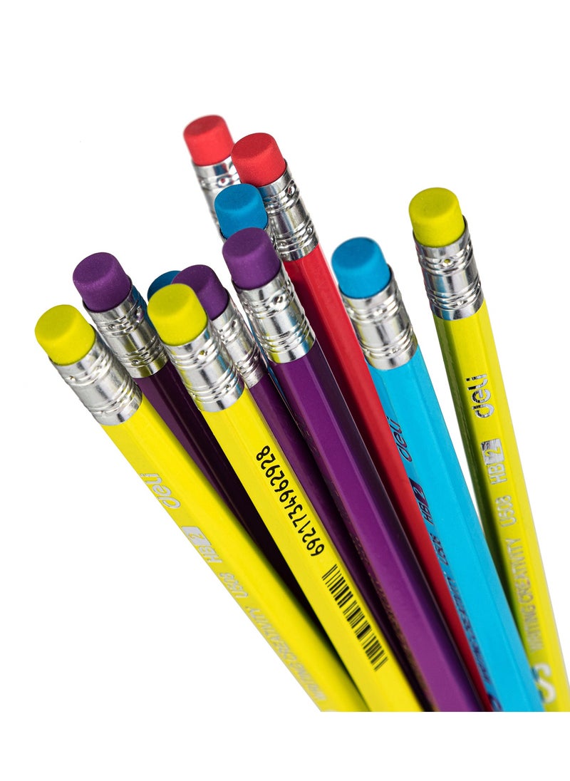 Deli EU50806 Graphite Pencils HB, 50pcs/Box with Eraser – Ideal for School, Office & Drawing Use